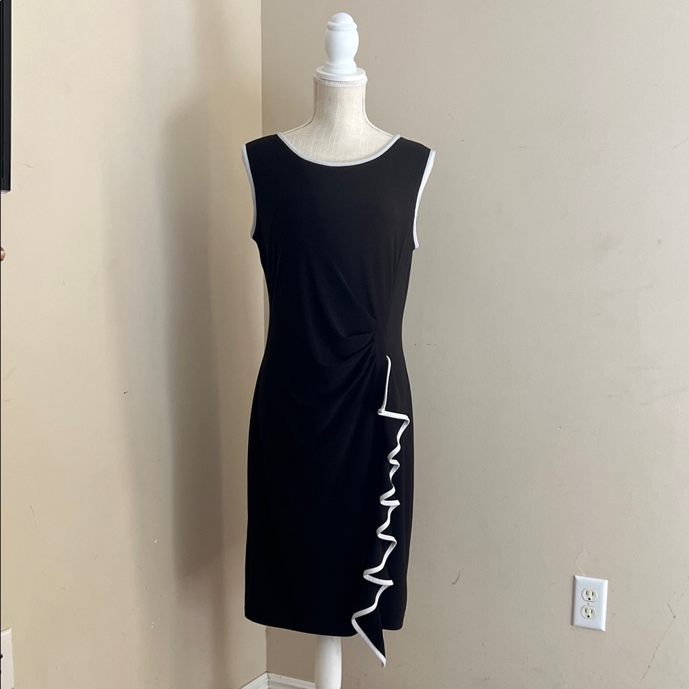Joseph Ribkoff Women’s Black  Sleeveless With Flounce On One Side Dress Size: 12